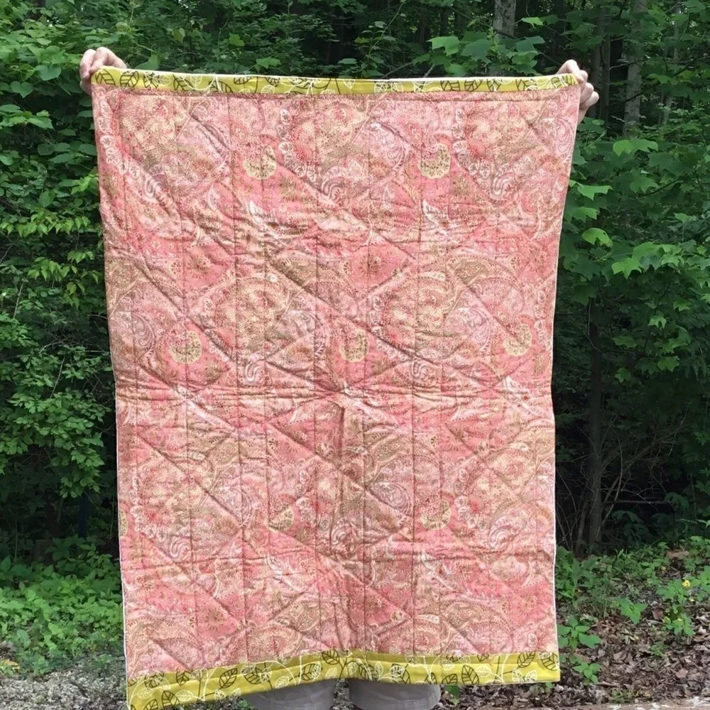 NWT Hand Crafted Orange, Yellow & Greens Quilt